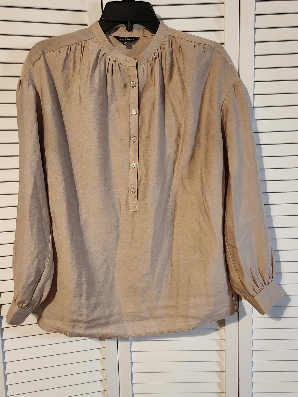 Naked Zebra Taupe Button-Front Long Sleeve Henley